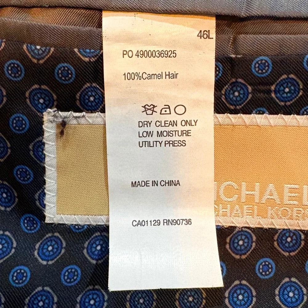 Michael Kors Mens 46L Blazer 100% Camel‎ Hair Charcoal Grey Sport Coat 2 Button